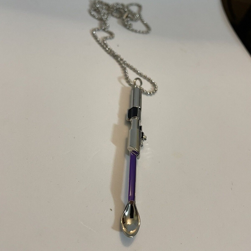 Mini spoon necklace Star Wars inspired Light Saber small tiny pendant Purple